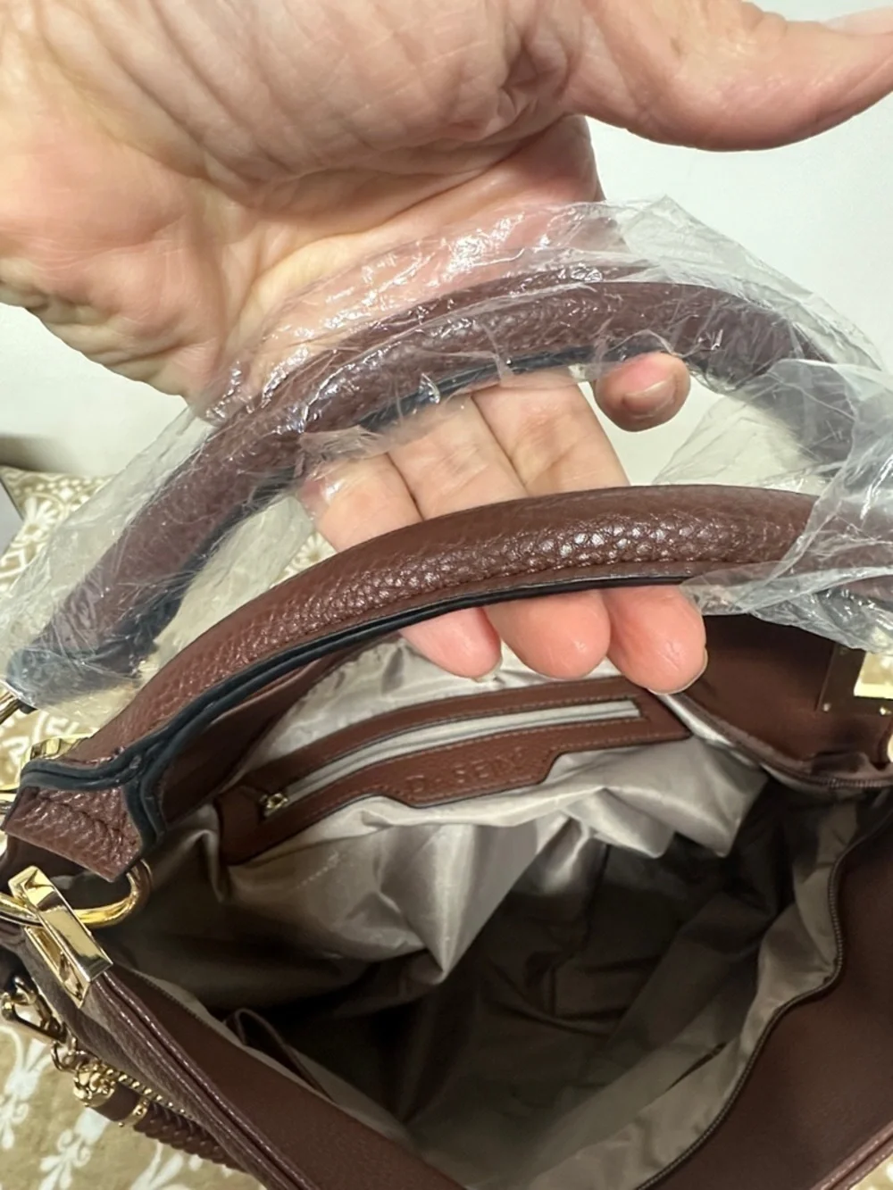 Dasein Hobo shoulder/ Crossbody Bag in soft faux leather with accent Rhinestones